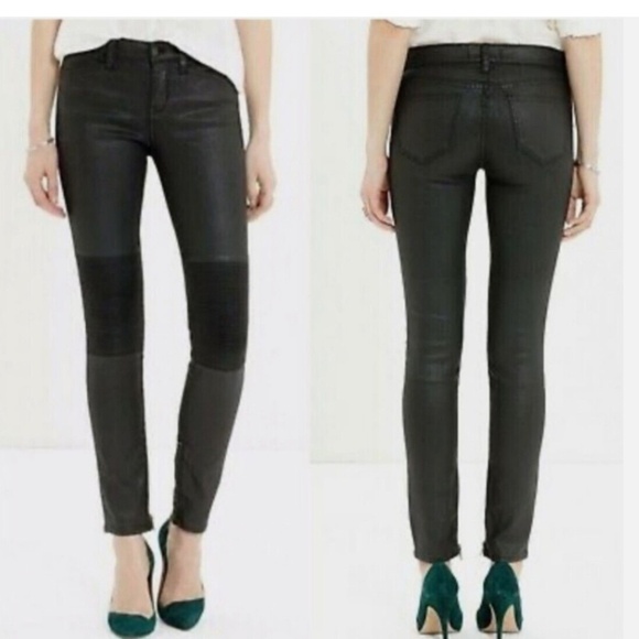 Madewell Skinny Skinny Moto Ankle Zip Jeans Coated Black Size 30 EUC - Picture 1 of 11